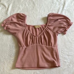 altard state pink ruffled sleeves crop top size small